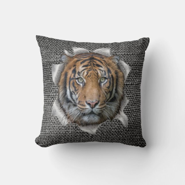 A Bengal Tiger wildlife Throw Pillow (Front)