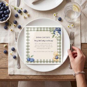 A Berry Little Ducky Baby Shower / green gingham Napkins
