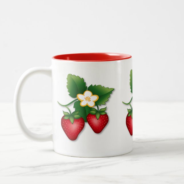 A Berry Lovely Strawberry Two-Tone Coffee Mug (Left)