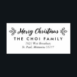A Berry Merry Christmas Return Address Stamp<br><div class="desc">This festive Christmas stamp features "Merry Christmas" in hand lettering,  decorated with an illustration of holly and berries on either side.</div>