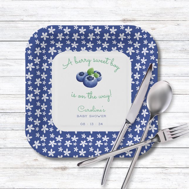 A Berry Sweet Baby Boy Shower Blueberry  Paper Plates (Creator Uploaded)