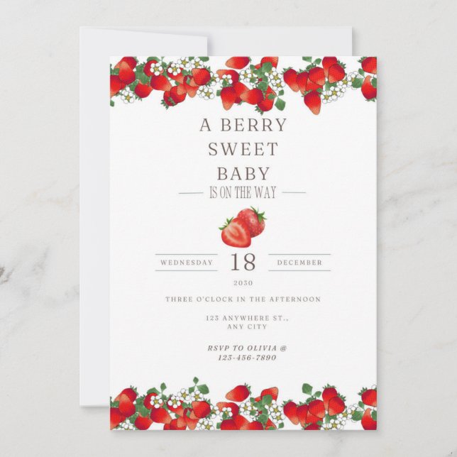 A Berry Sweet Baby is on the Way, Baby Shower Invi Invitation (Front)