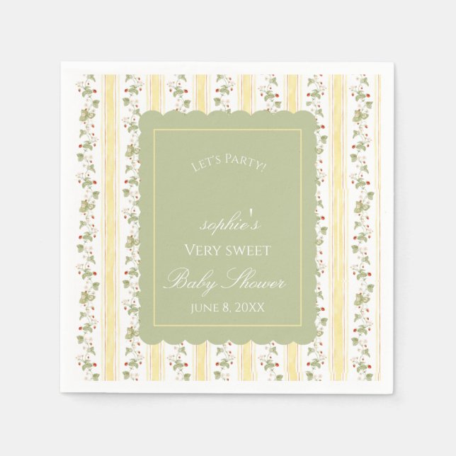 A berry sweet baby is on the way  napkins (Front)