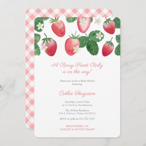 A Berry Sweet Baby Is On The Way Strawberry Shower Invitation