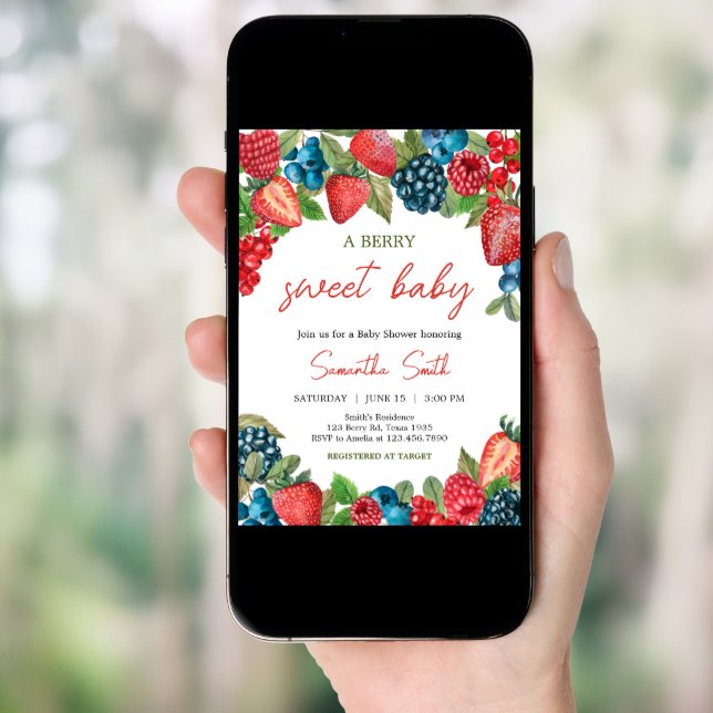 A Berry Sweet Baby Shower Invitation (Front Digital)