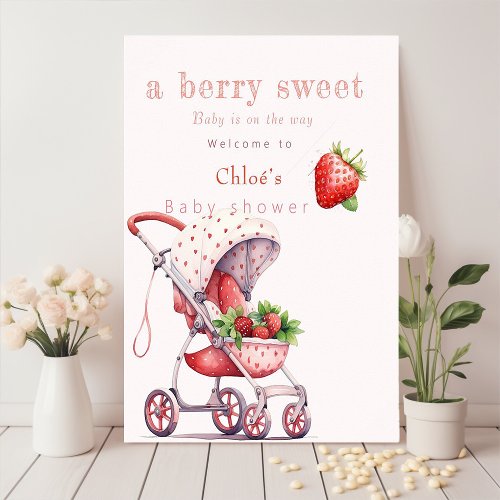 a berry sweet baby shower  poster