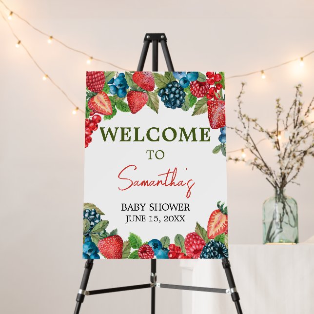 A Berry Sweet Baby Shower Welcome Sign (In Situ (Stand))