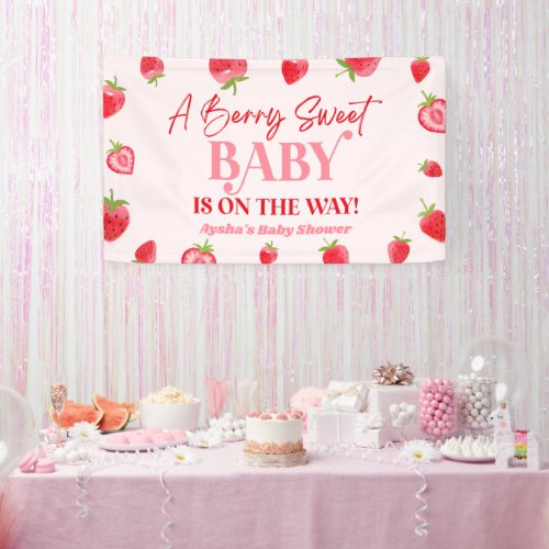 A Berry Sweet Baby Strawberry Baby Shower Banner