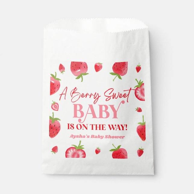 A Berry Sweet Baby Strawberry Baby Shower Favor Bag (Front)