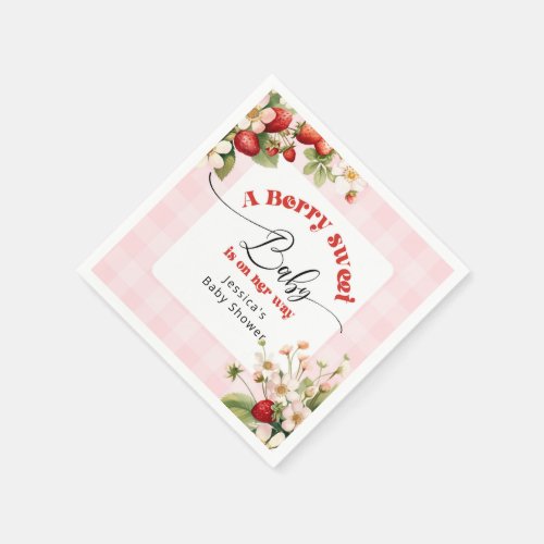 A Berry sweet baby Strawberry baby shower Napkins