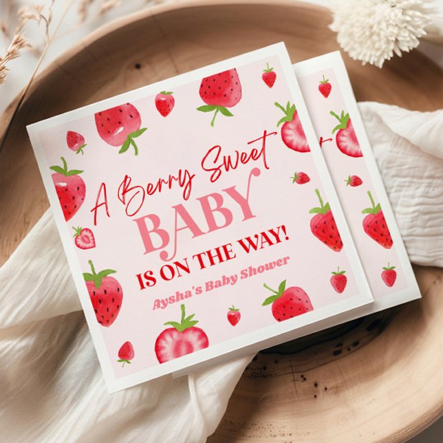A Berry Sweet Baby Strawberry Baby Shower Napkins (Creator Uploaded)