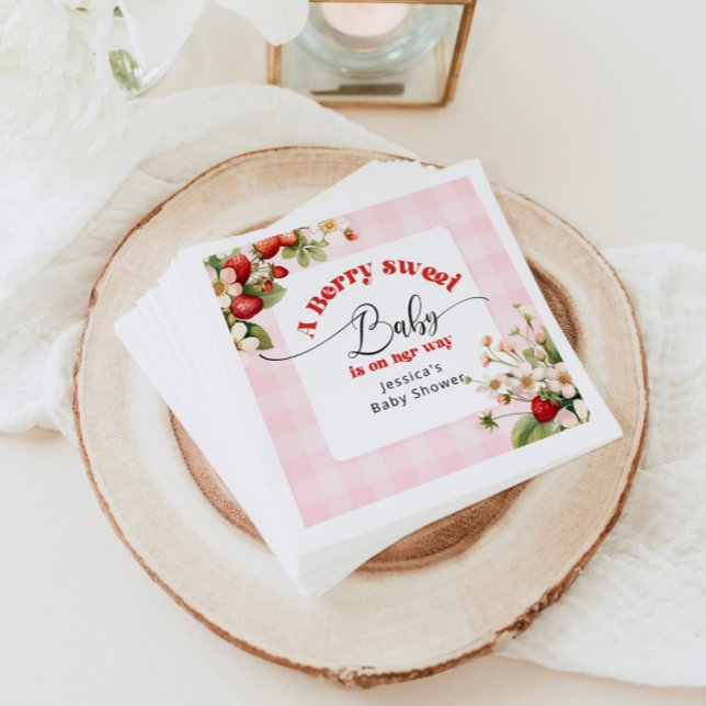 A Berry sweet baby Strawberry baby shower Napkins (Creator Uploaded)