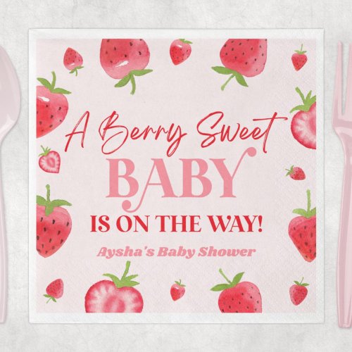 A Berry Sweet Baby Strawberry Baby Shower Napkins