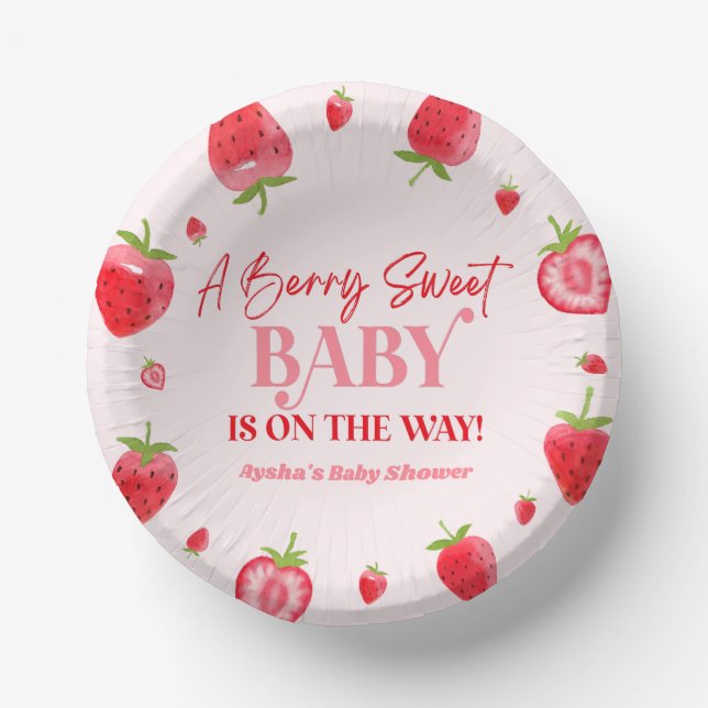 A Berry Sweet Baby Strawberry Baby Shower Paper Bowls (Front)