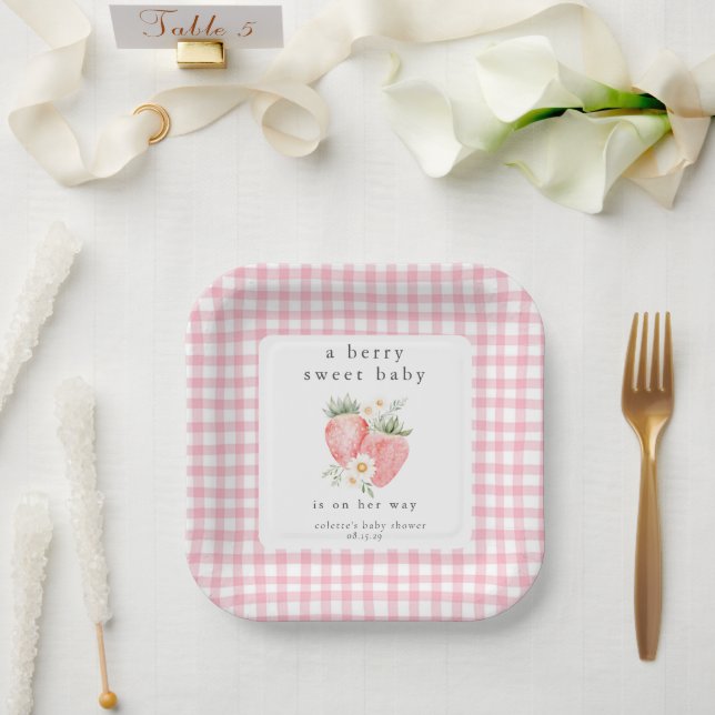 A Berry Sweet Baby Strawberry Baby Shower  Paper Plates (Wedding)