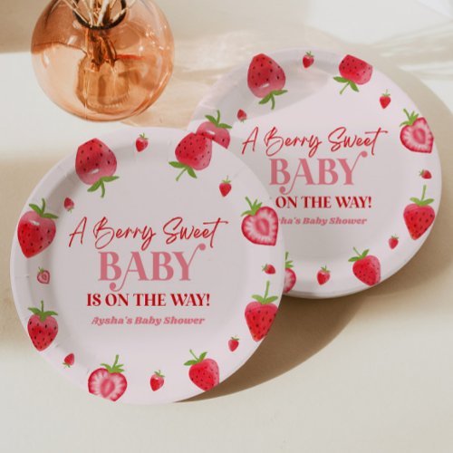 A Berry Sweet Baby Strawberry Baby Shower Paper Plates