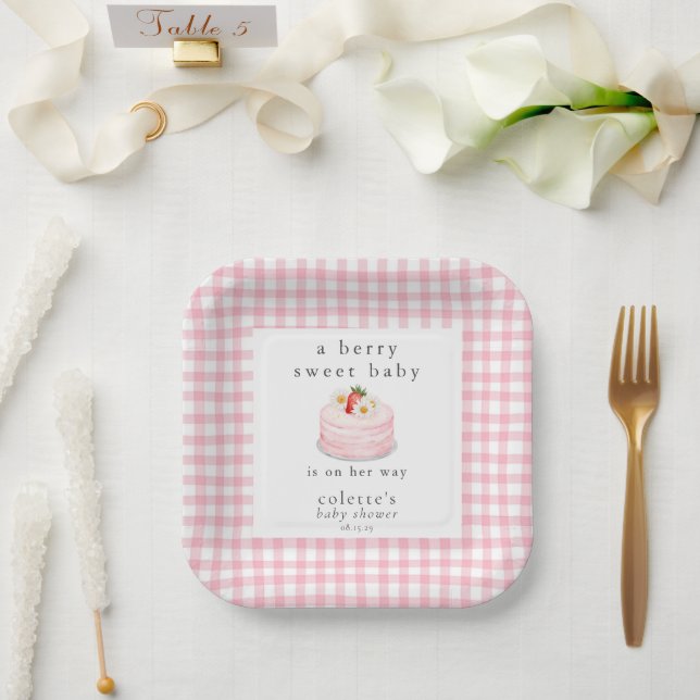 A Berry Sweet Baby Strawberry Baby Shower  Paper Plates (Wedding)