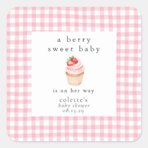 A Berry Sweet Baby Strawberry Baby Shower Square Sticker