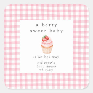 A Berry Sweet Baby Strawberry Baby Shower Square Sticker