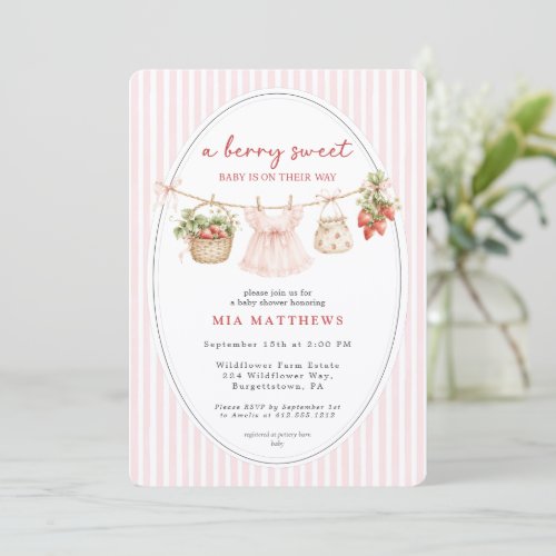 A Berry Sweet Baby Twins Baby Shower  Invitation