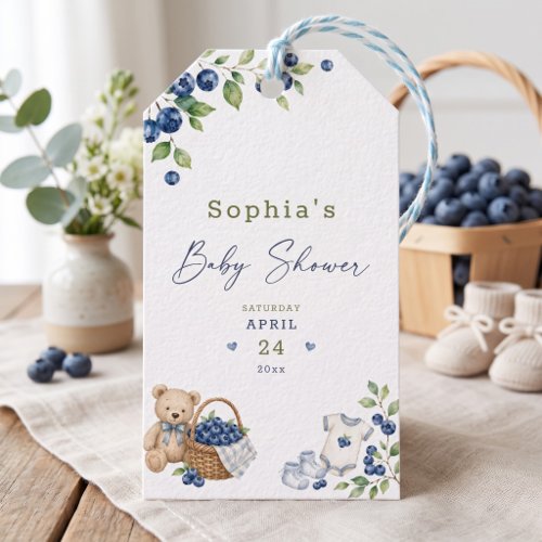 A Berry Sweet Blueberry Cute Blue Watercolor Gift Tags