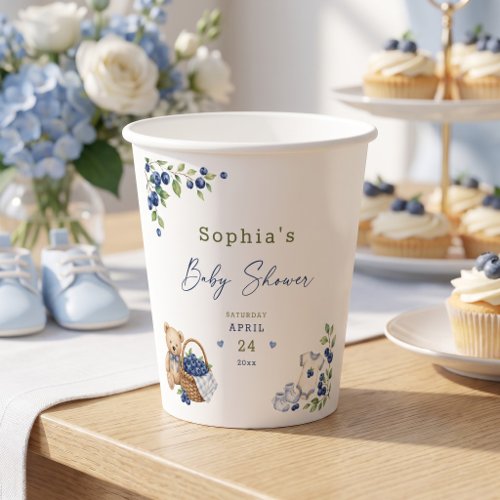 A Berry Sweet Blueberry Cute Blue Watercolor Paper Cups
