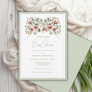 A Berry Sweet Floral Strawberry Baby Shower Invitation