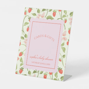 A berry sweet girl is on the way cards & gift pedestal sign