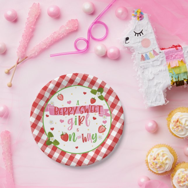 A Berry Sweet Girl is on the Way  Paper Plates (Party)