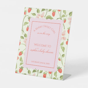 A berry sweet girl is on the way welcome pedestal sign
