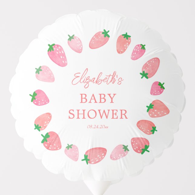 A Berry Sweet Strawberry Baby Shower Balloon (Front)