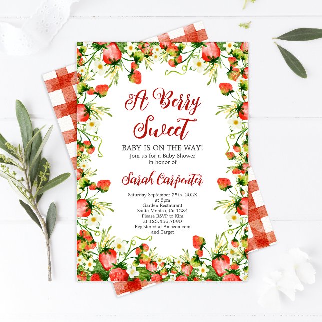 A Berry Sweet Strawberry Baby Shower Invitation (Creator Uploaded)