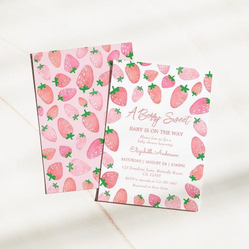 A Berry Sweet Strawberry Baby Shower Invitation