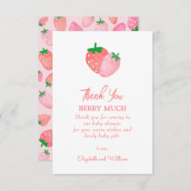 A Berry Sweet Strawberry Baby Shower Thank You Card