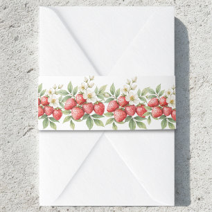 A Berry Sweet Strawberry in blossom Invitation Belly Band