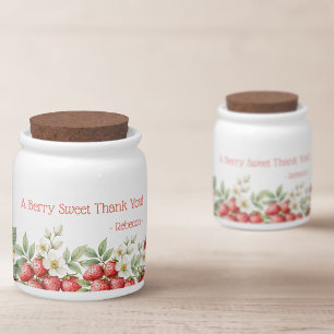 A Berry Sweet Thank You Strawberries Blossom favor Candy Jar