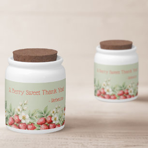 A Berry Sweet Thank You Strawberries Blossom favor Candy Jar