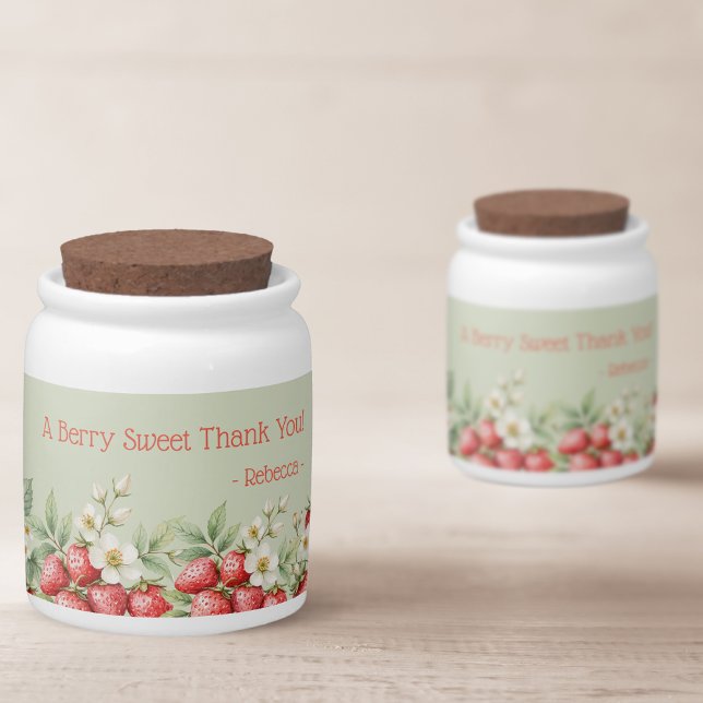 A Berry Sweet Thank You Strawberries Blossom favor Candy Jar (Creator Uploaded)