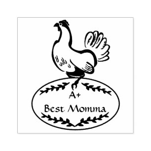 A+ Best Momma Hen Nesting Line Art Rubber Stamp