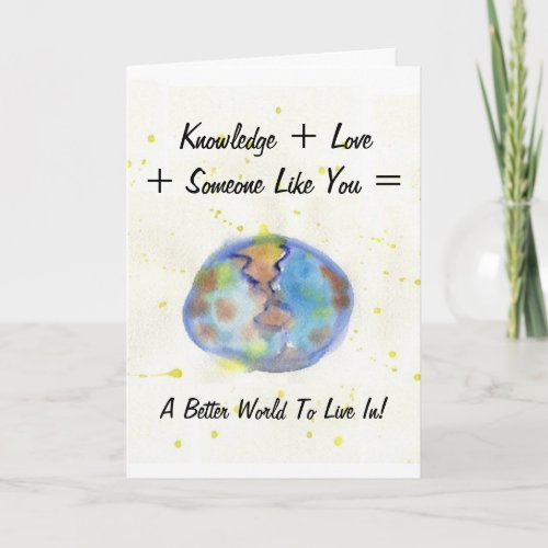 A Better World Watercolor Earth Graduation  Card