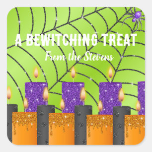 a bewitching affair green square sticker