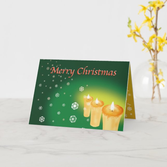 A bi-fold Christmas card featuring snowflakes in a (Yellow Flower)