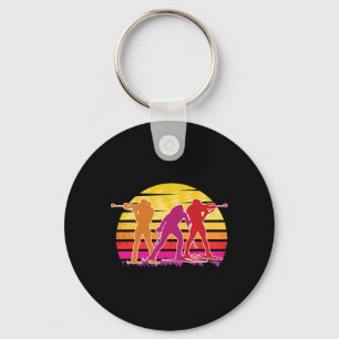 A Biathlete With Rifle And Cross-country Skis Moti Keychain