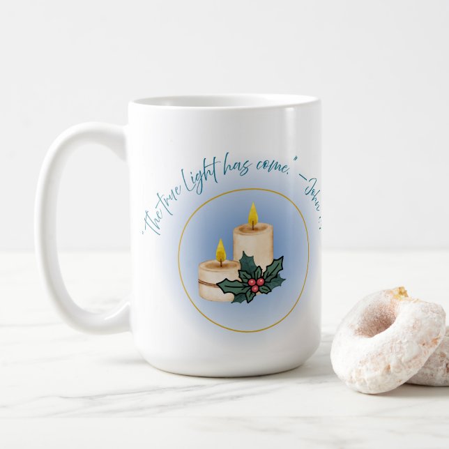 A BIBLE VERSE FESTIVE MUG (With Donut)