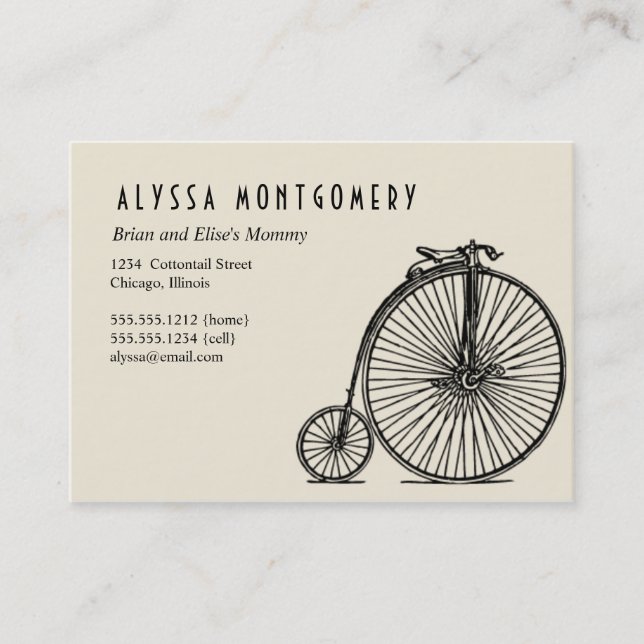 a bicycle made for two:  art deco mommy card (Front)