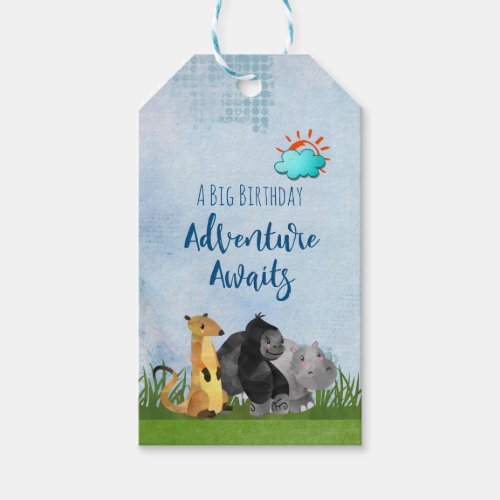 A Big Birthday Adventure Awaits Whimsical Animals Gift Tags