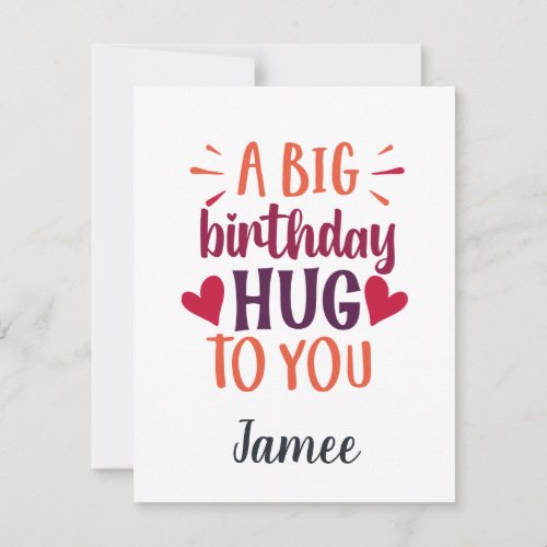 A BIG birthday Hug Birthday Gift Card and Envelope