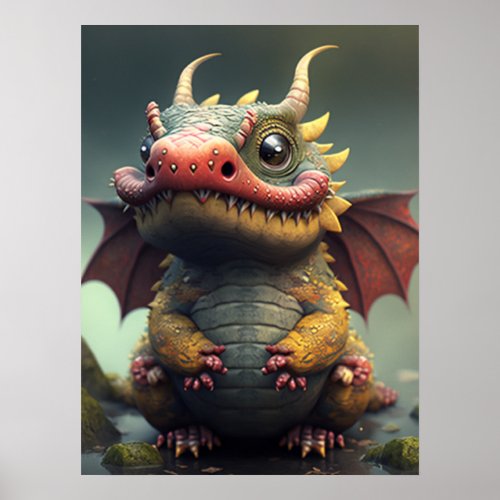 A big fat cute dragon poster