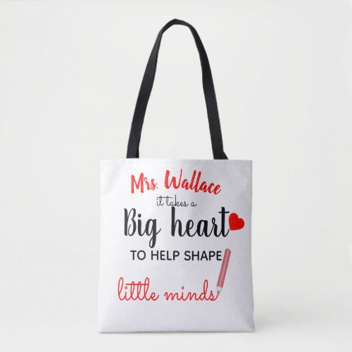 a big heart to teach little minds teacher fashion tote bag