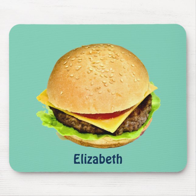 A Big Juicy Cheeseburger Photo Personalized Mouse Pad (Front)